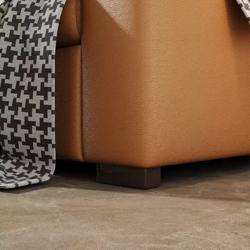Canapé d'angle en cuir orange de 210,1 cm, canapé rembourré de style moderne du milieu du siècle avec accoudoirs carrés pour salon et petits espaces