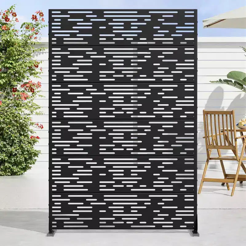 Jardinière en Métal Noir Dovelina 72 H47W avec Treillis pour Terrasse