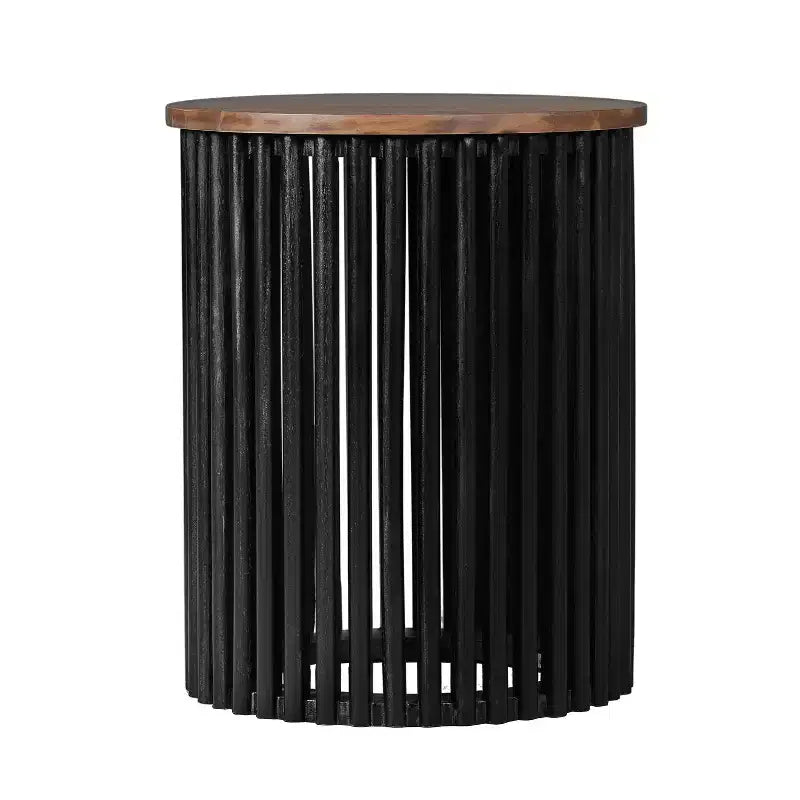 TABLE BASSE EN BOIS MASSIF D'ACACIA, COULEUR NATURELLE ET NOIRE