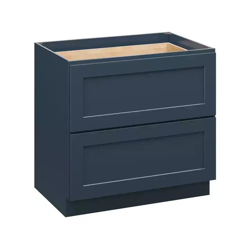 Meuble bas de cuisine 2 tiroirs de 36 po L x 34,5 po H x 24 po P, fermeture douce, cadre en contreplaqué – Prêt à assembler