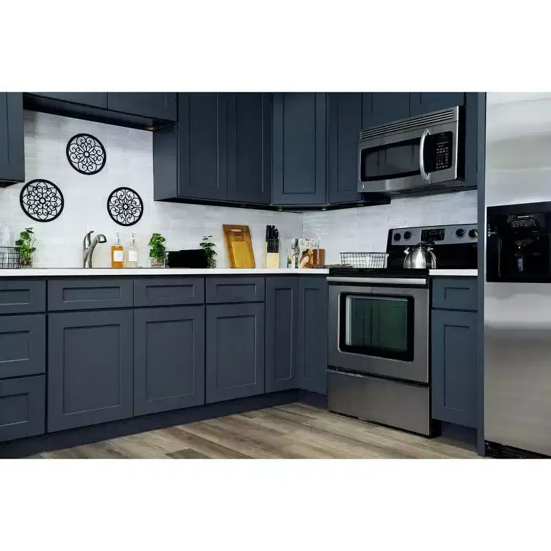 Meuble bas de cuisine 2 tiroirs de 36 po L x 34,5 po H x 24 po P, fermeture douce, cadre en contreplaqué – Prêt à assembler