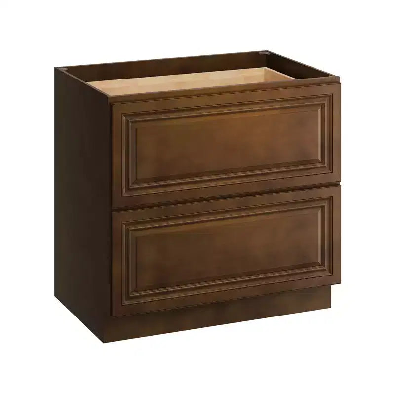 Meuble bas de cuisine 2 tiroirs de 36 po L x 34,5 po H x 24 po P, fermeture douce, cadre en contreplaqué – Prêt à assembler