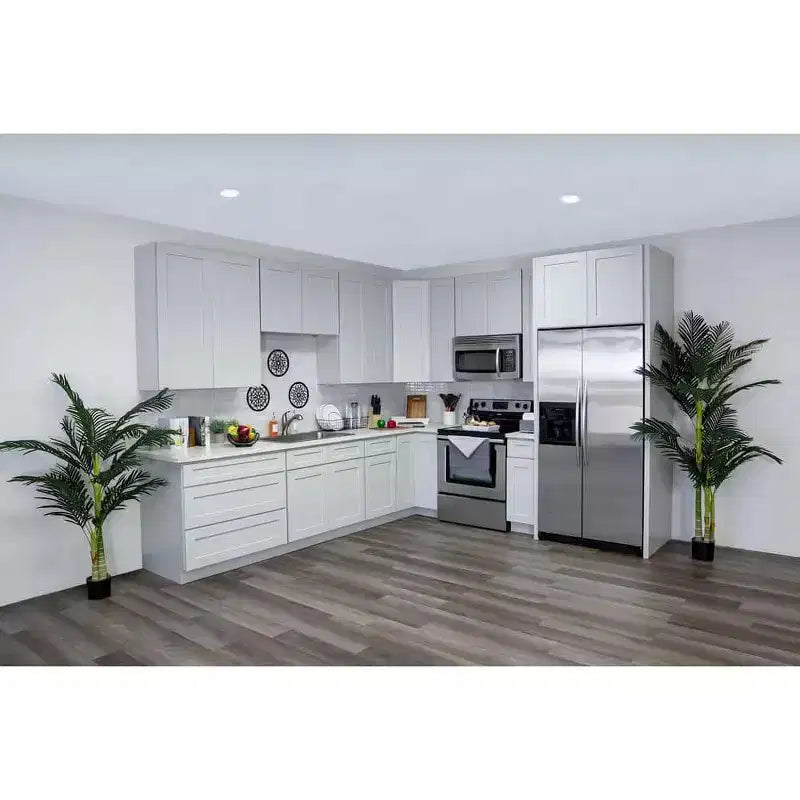 Meuble bas de cuisine 2 tiroirs de 36 po L x 34,5 po H x 24 po P, fermeture douce, cadre en contreplaqué – Prêt à assembler
