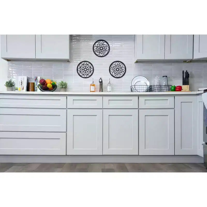 Meuble bas de cuisine 2 tiroirs de 36 po L x 34,5 po H x 24 po P, fermeture douce, cadre en contreplaqué – Prêt à assembler