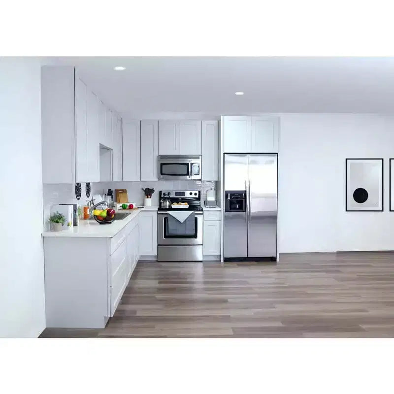 Meuble bas de cuisine 2 tiroirs de 36 po L x 34,5 po H x 24 po P, fermeture douce, cadre en contreplaqué – Prêt à assembler