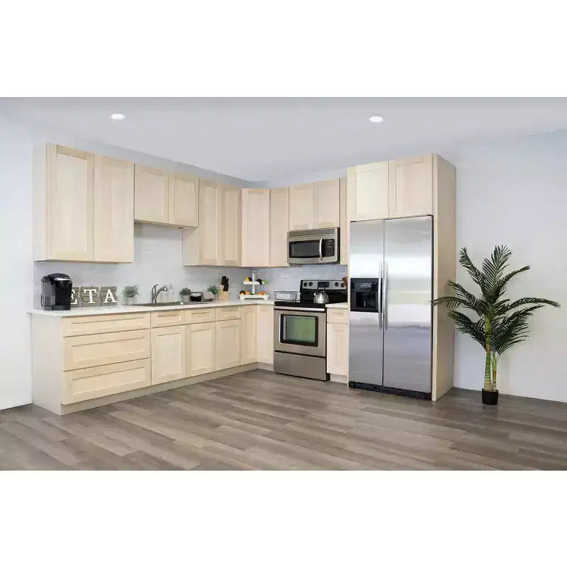 Meuble bas de cuisine 2 tiroirs de 36 po L x 34,5 po H x 24 po P, fermeture douce, cadre en contreplaqué – Prêt à assembler