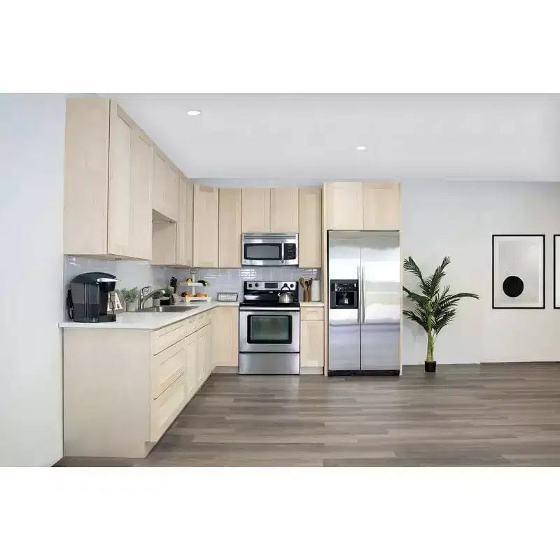 Meuble bas de cuisine 2 tiroirs de 36 po L x 34,5 po H x 24 po P, fermeture douce, cadre en contreplaqué – Prêt à assembler