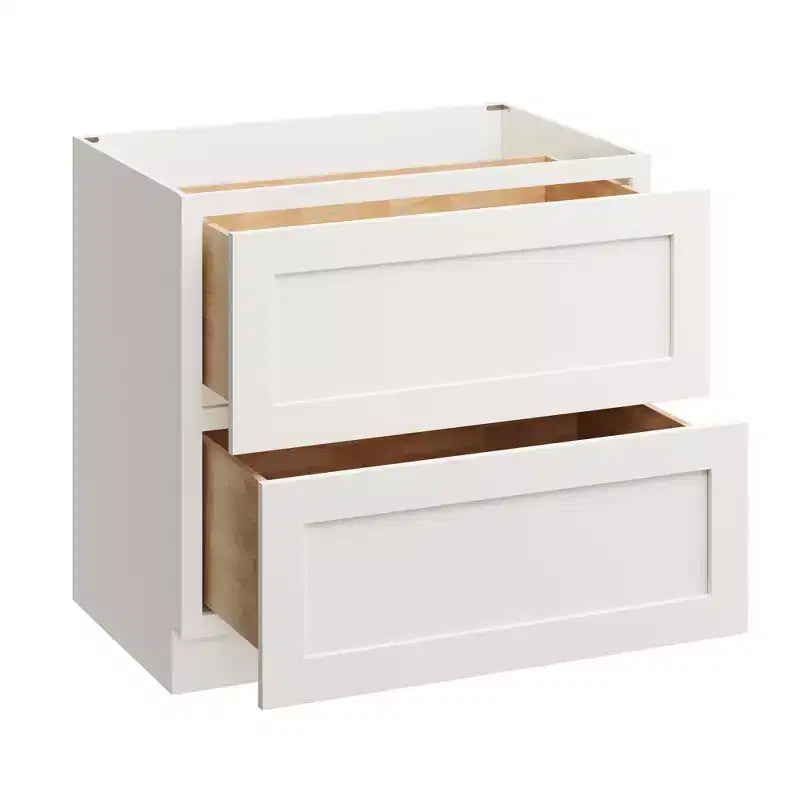 Meuble bas de cuisine 2 tiroirs de 36 po L x 34,5 po H x 24 po P, fermeture douce, cadre en contreplaqué – Prêt à assembler