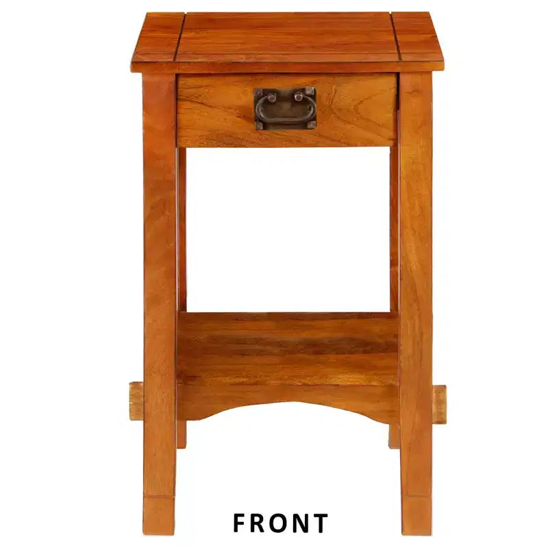 Console téléphonique spacieuse en bois de manguier avec panneaux latéraux à lattes