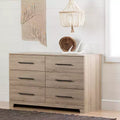 Commode horizontale en panneaux de particules de 7,5 po de hauteur avec 6 tiroirs au fini beige