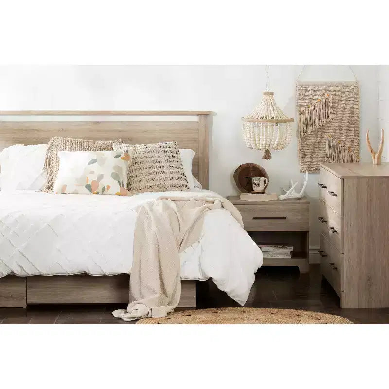 Commode horizontale en panneaux de particules de 7,5 po de hauteur avec 6 tiroirs au fini beige