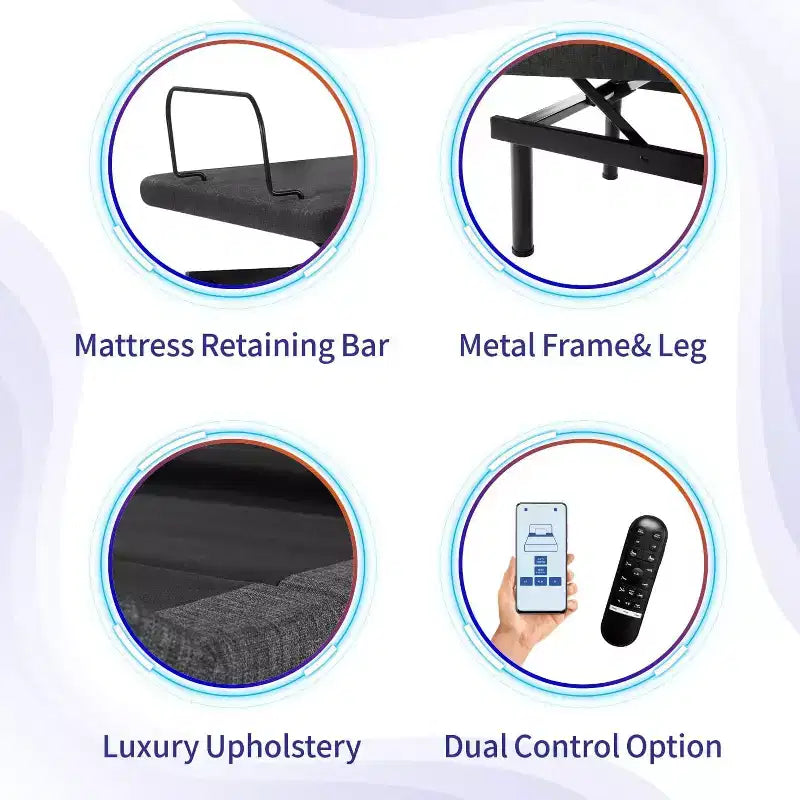 Lits réglables avec matelas en mousse à mémoire de forme gel 12" et fonction massage contrôlée par application intelligente