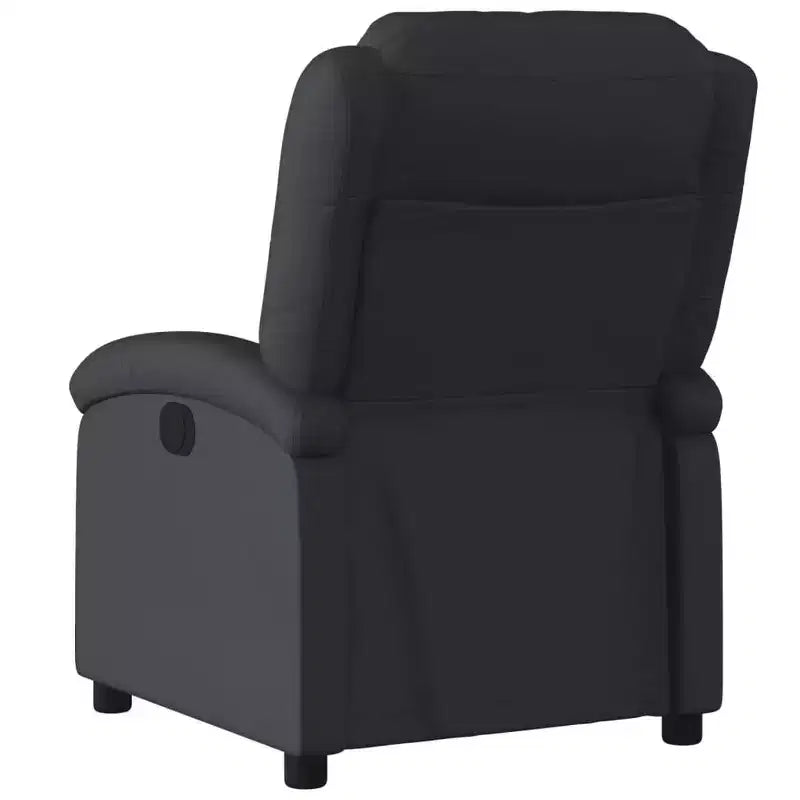 Fauteuil inclinable, canapé inclinable à oreilles, en cuir véritable - Noir, manuel sans massage