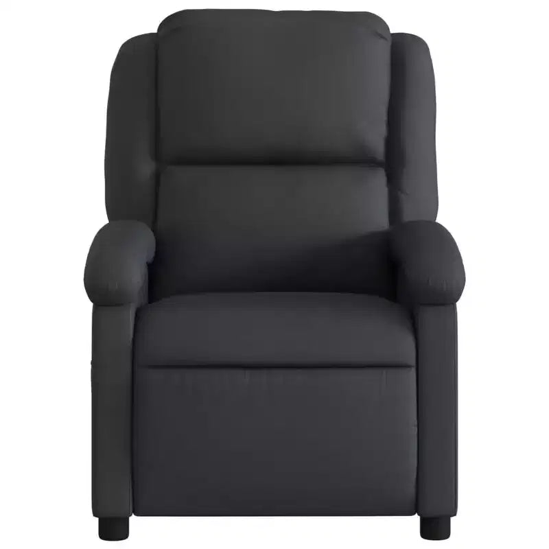 Fauteuil inclinable, canapé inclinable à oreilles, en cuir véritable - Noir, manuel sans massage
