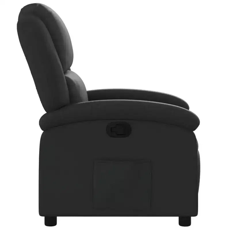 Fauteuil inclinable, canapé inclinable à oreilles, en cuir véritable - Noir, manuel sans massage