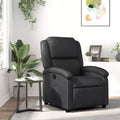 Fauteuil inclinable, canapé inclinable à oreilles, en cuir véritable - Noir, manuel sans massage