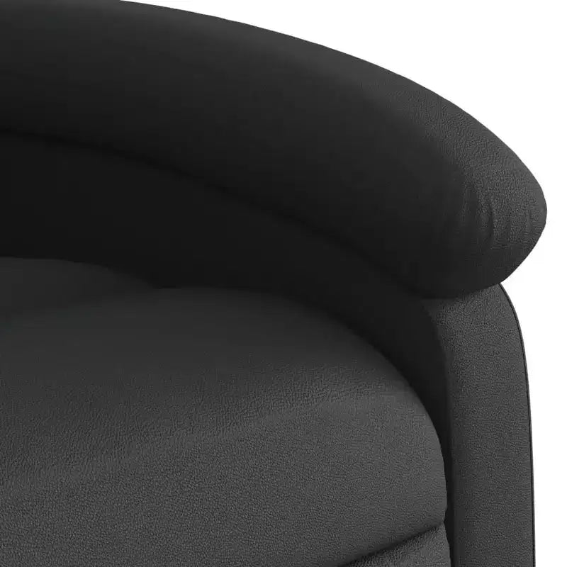 Fauteuil inclinable, canapé inclinable à oreilles, en cuir véritable - Noir, manuel sans massage
