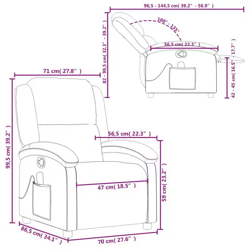 Fauteuil Inclinable de Massage Simili Cuir Noir, Métal, Contreplaqué, Individuel