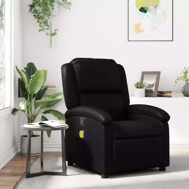 Fauteuil Inclinable de Massage Simili Cuir Noir, Métal, Contreplaqué, Individuel