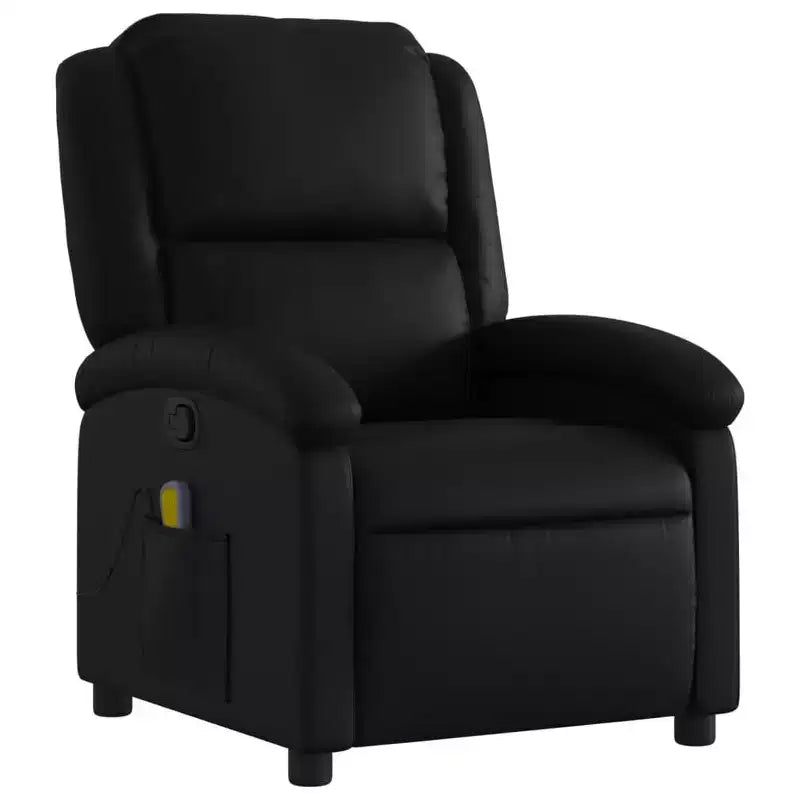 Fauteuil Inclinable de Massage Simili Cuir Noir, Métal, Contreplaqué, Individuel