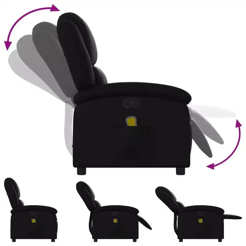 Fauteuil Inclinable de Massage Simili Cuir Noir, Métal, Contreplaqué, Individuel