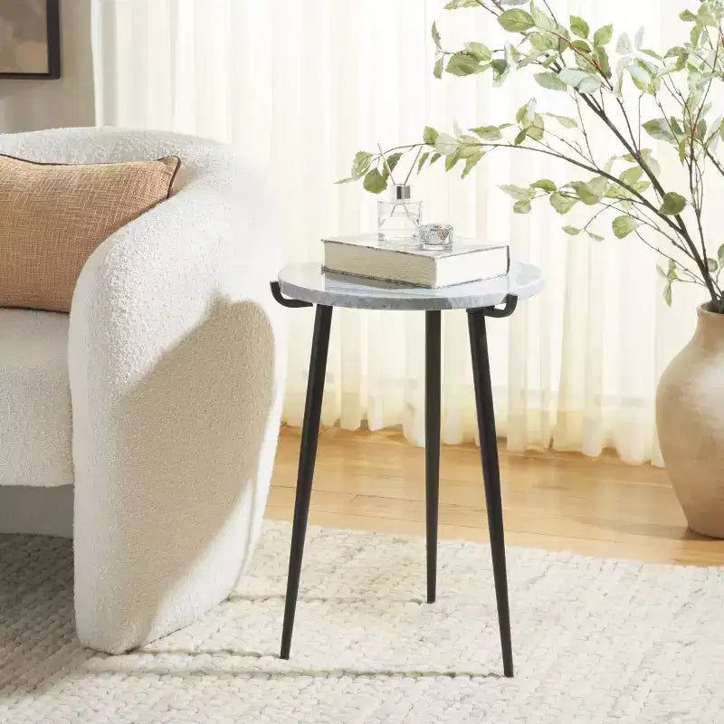 Table d'appoint Hesse en marbre - Gris/Noir