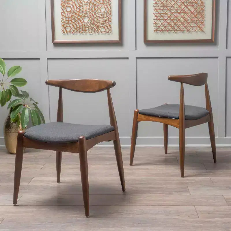 Chaises de salle à manger avec pieds évasés, structure en bois d'hévéa et assise rembourrée, chaises de cuisine modernes et confortables pour salon et appartement