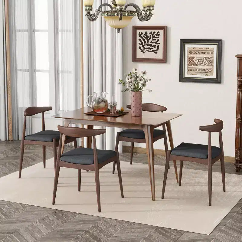 Chaises de salle à manger avec pieds évasés, structure en bois d'hévéa et assise rembourrée, chaises de cuisine modernes et confortables pour salon et appartement