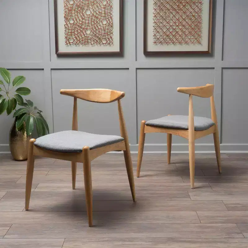 Chaises de salle à manger avec pieds évasés, structure en bois d'hévéa et assise rembourrée, chaises de cuisine modernes et confortables pour salon et appartement