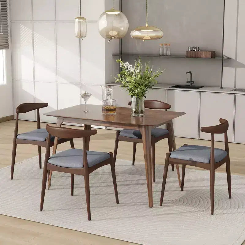 Chaises de salle à manger avec pieds évasés, structure en bois d'hévéa et assise rembourrée, chaises de cuisine modernes et confortables pour salon et appartement