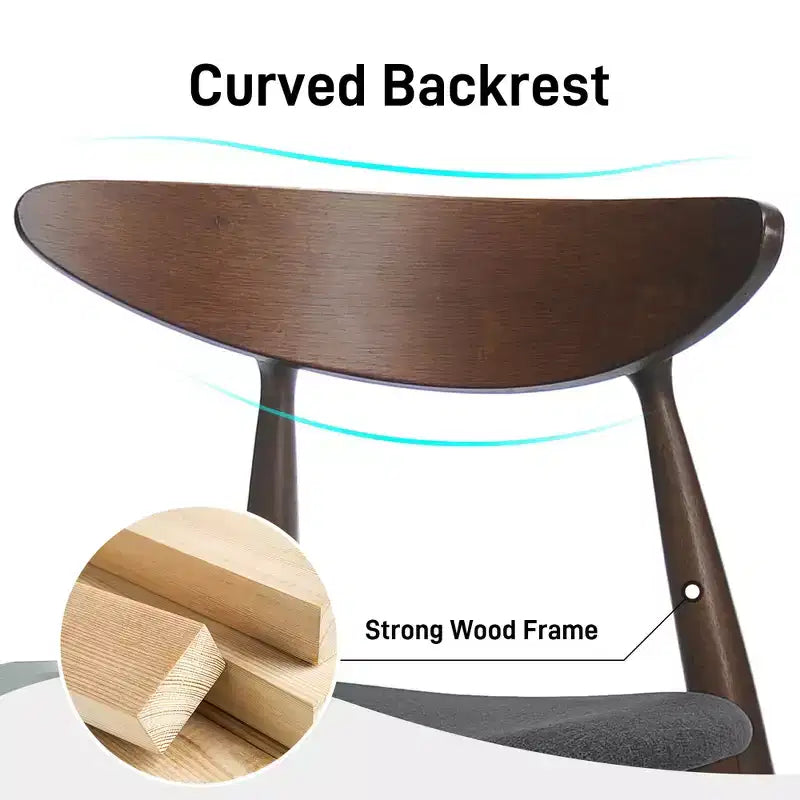 Chaises de salle à manger avec pieds évasés, structure en bois d'hévéa et assise rembourrée, chaises de cuisine modernes et confortables pour salon et appartement
