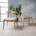 Okak Set of 2 Dining Chairs with Splayed Legs, Rubberwood Frame & Upholstered Seat, Modern Cosy Kitchen Chairs for Living Room & Apartment