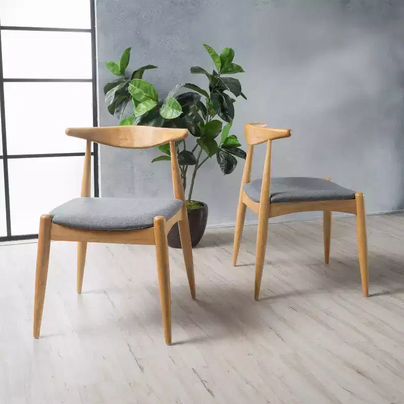 Chaises de salle à manger avec pieds évasés, structure en bois d'hévéa et assise rembourrée, chaises de cuisine modernes et confortables pour salon et appartement