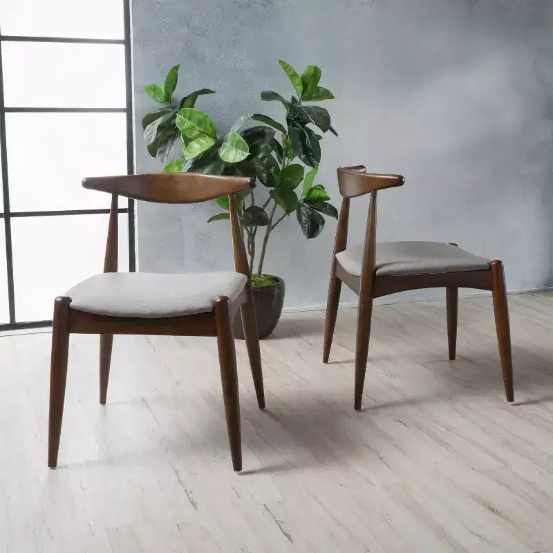 Chaises de salle à manger avec pieds évasés, structure en bois d'hévéa et assise rembourrée, chaises de cuisine modernes et confortables pour salon et appartement