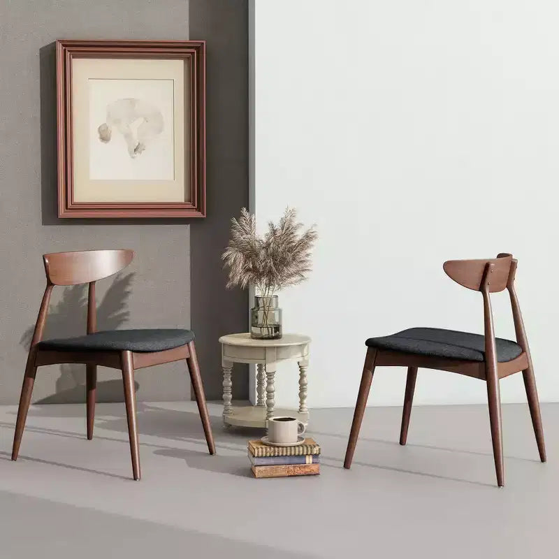 Chaises de salle à manger avec pieds évasés, structure en bois d'hévéa et assise rembourrée, chaises de cuisine modernes et confortables pour salon et appartement