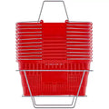 VEVOR Shopping Basket,Set of 12, 21L Durable Plastic Grocery Basket with Metal Handle and Stand, 16.73 x 12.01 x 8.58 inch Portable Shop Basket, Red