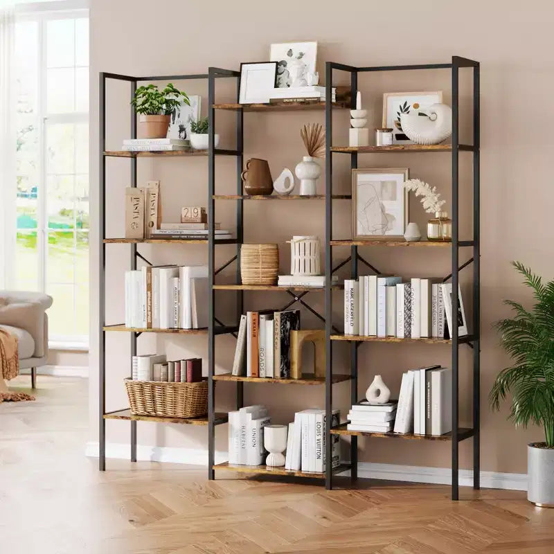 Bibliothèques à 5 niveaux, étagère industrielle triple, étagère en acier, étagères de rangement