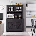 63'' Tall Kitchen Pantry Storage Cabinet with Microwave Stand, Drawers & Glass Doors, Farmhouse Hutch Cabinet Coffee Bar Station for Apartments