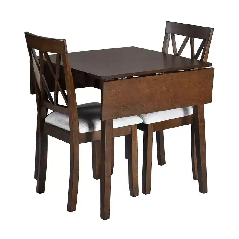 Ensemble de salle à manger 3 pièces extensible avec abattants et chaises rembourrées