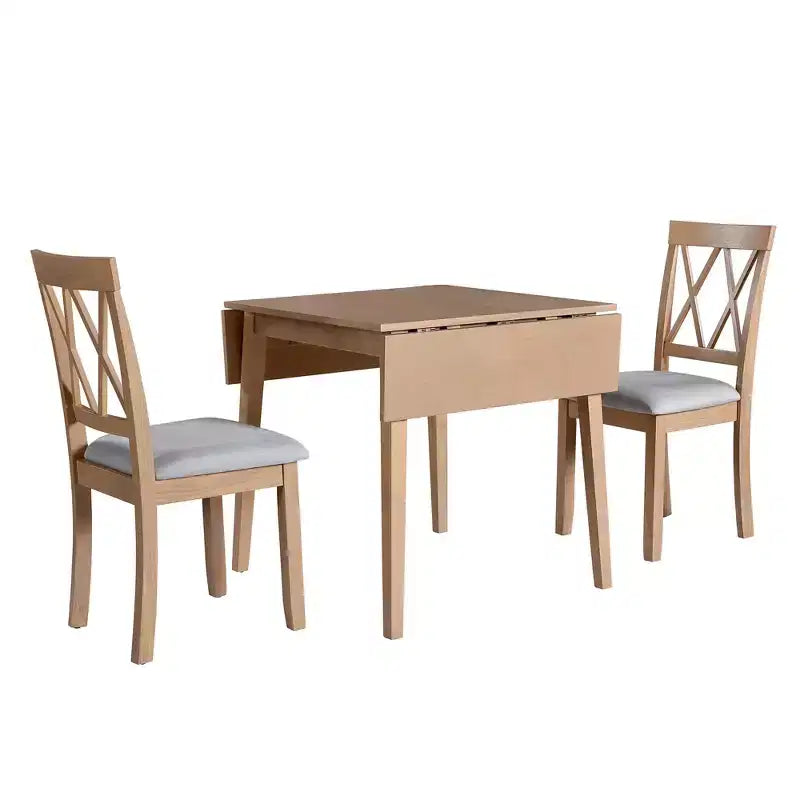 Ensemble de salle à manger 3 pièces extensible avec abattants et chaises rembourrées