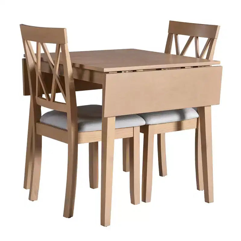 Ensemble de salle à manger 3 pièces extensible avec abattants et chaises rembourrées