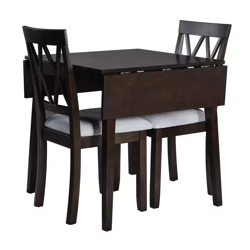 Ensemble de salle à manger 3 pièces extensible avec abattants et chaises rembourrées