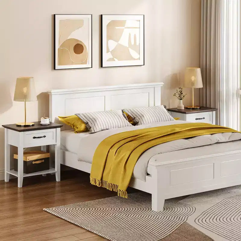 Table de chevet, avec 1 tiroir et étagère de rangement ouverte, table d'appoint polyvalente pour chambre à coucher, bureau, canapé