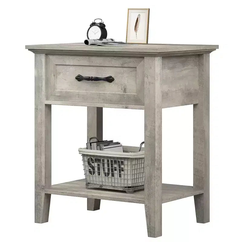 Table de chevet, avec 1 tiroir et étagère de rangement ouverte, table d'appoint polyvalente pour chambre à coucher, bureau, canapé