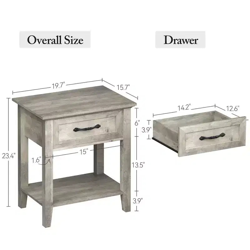 Table de chevet, avec 1 tiroir et étagère de rangement ouverte, table d'appoint polyvalente pour chambre à coucher, bureau, canapé