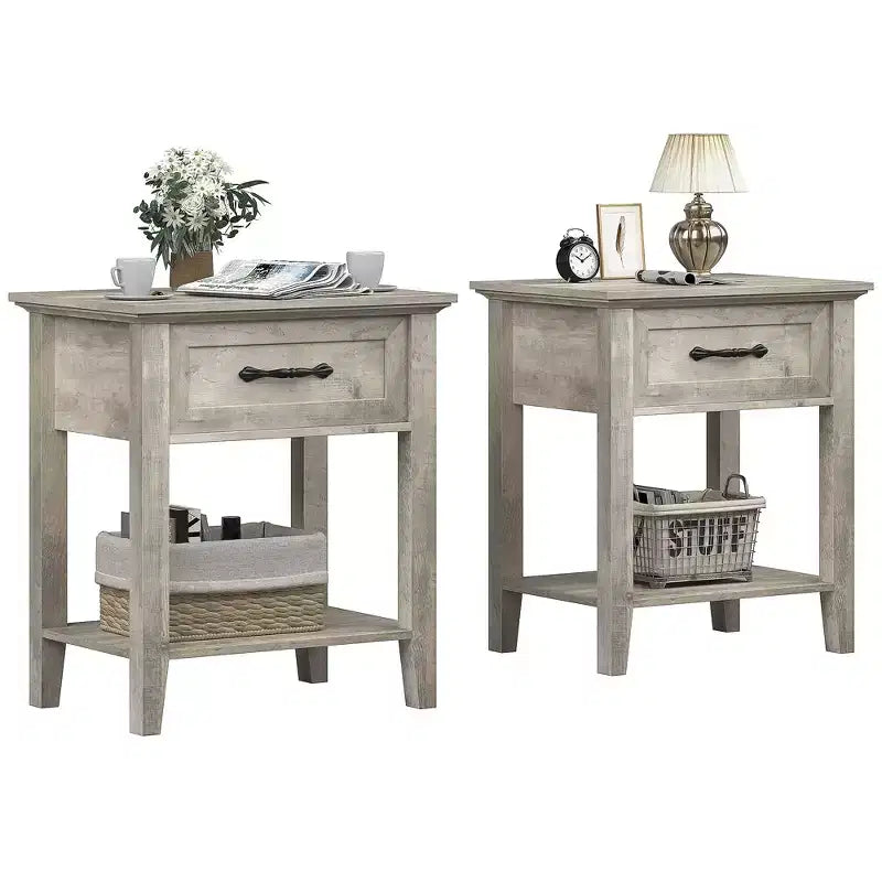 Table de chevet, avec 1 tiroir et étagère de rangement ouverte, table d'appoint polyvalente pour chambre à coucher, bureau, canapé
