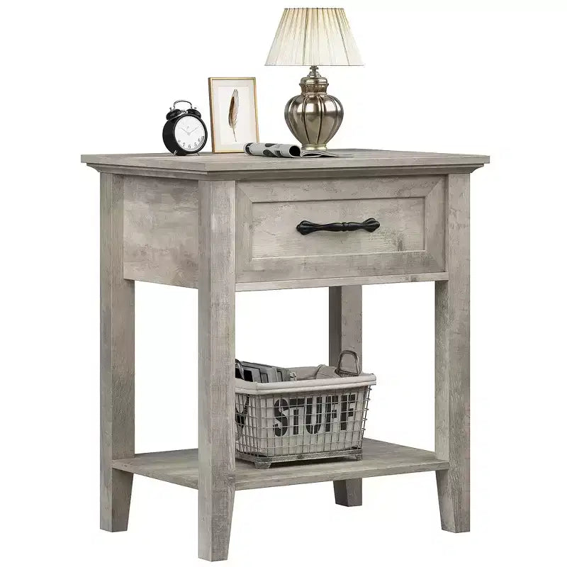 Table de chevet, avec 1 tiroir et étagère de rangement ouverte, table d'appoint polyvalente pour chambre à coucher, bureau, canapé