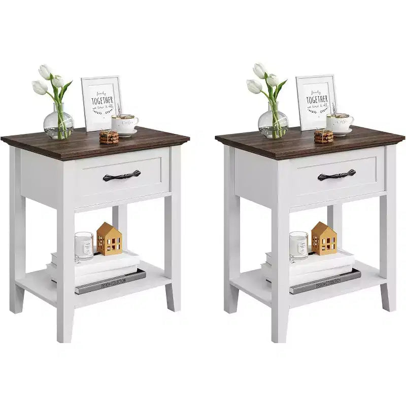 Table de chevet, avec 1 tiroir et étagère de rangement ouverte, table d'appoint polyvalente pour chambre à coucher, bureau, canapé