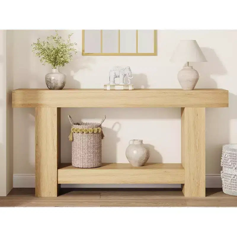 Console, console double couche avec espace de rangement, utilisée pour le salon