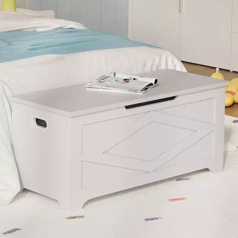 39,4 Pouces Coffre de Rangement, Banc de Rangement en Bois avec Charnière de Sécurité, Montage Facile, Grande Malle à Jouets de Style Ferme pour Entrée, Salon, Chambre